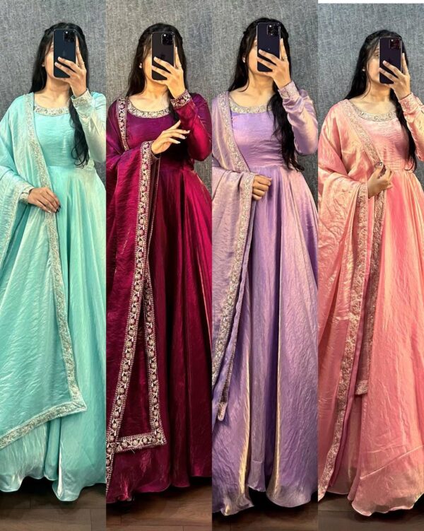 Designer Embroidered Anarkali Gown with Dupatta – Ethnic Party Wear for Women