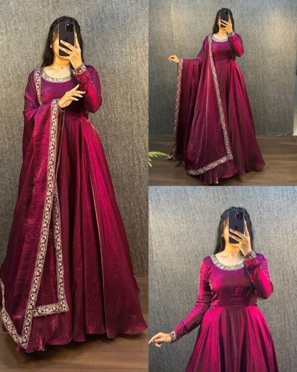 Designer Embroidered Anarkali Gown with Dupatta – Ethnic Party Wear for Women