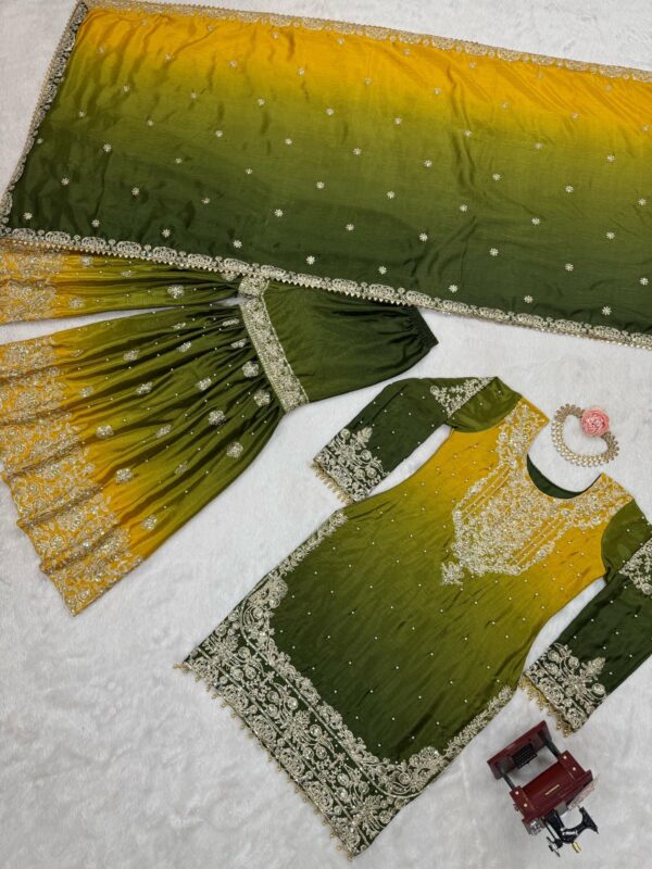 Luxury Embroidered Sharara Suit with Dupatta – Elegant Ethnic Wear for Women