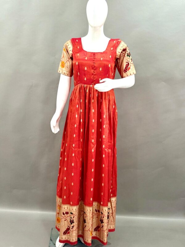 Elegant Ethnic Maxi Dress with Traditional Print & Embroidered Border